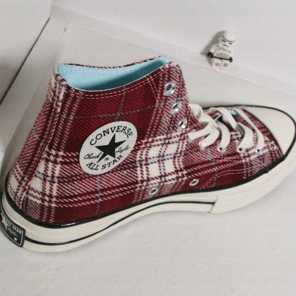 Converse Chuck 70 Red Elevated Plaid High Tops - Picture 4 of 6